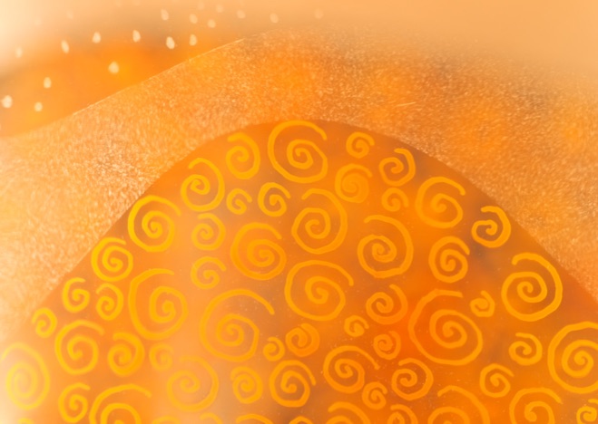 A0008 - Petra Glas Vase orange, mit Spiralen